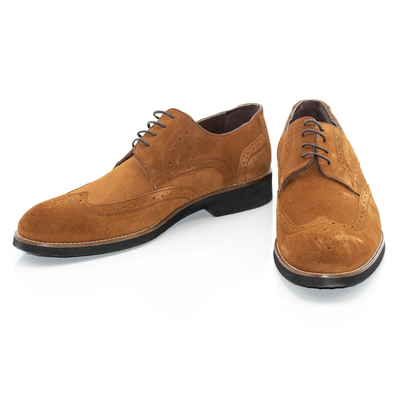 Camel Suede Brogue Derby Lace-Ups