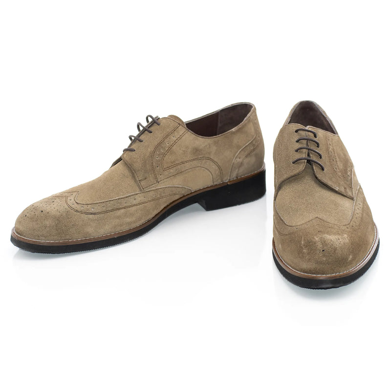 Dark Khaki Suede Brogue Derby Lace-Ups