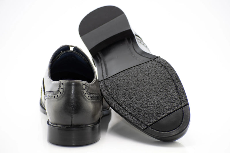 Charcoal Medallion Cap-Toe Oxford Dress Shoes