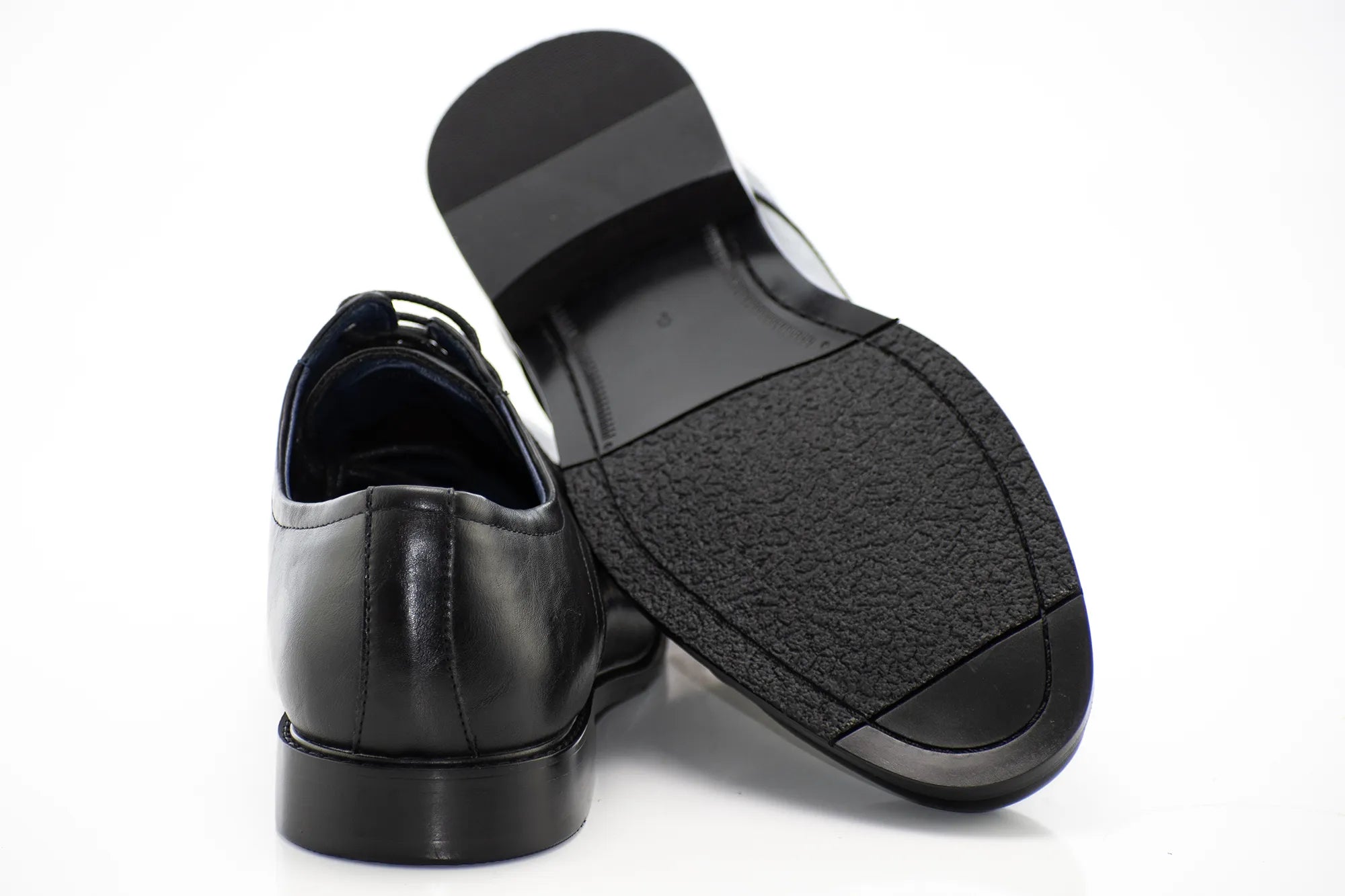 Black Cap-Toe Lace-Up Derby Dress Shoes