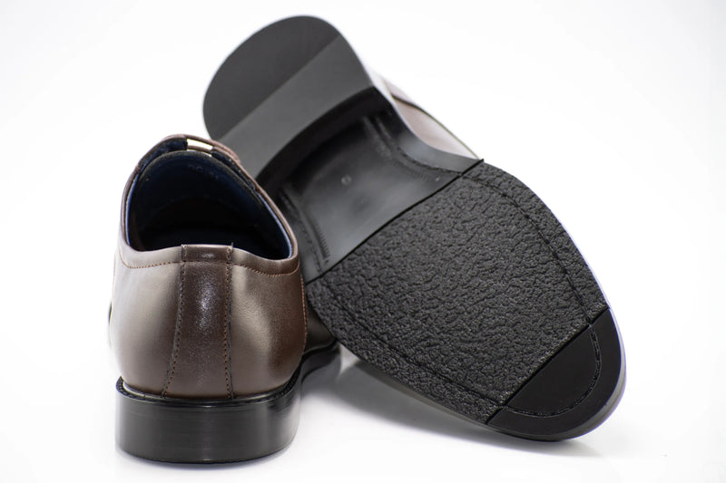 Dark Brown Cap-Toe Lace-Up Derby Dress Shoes