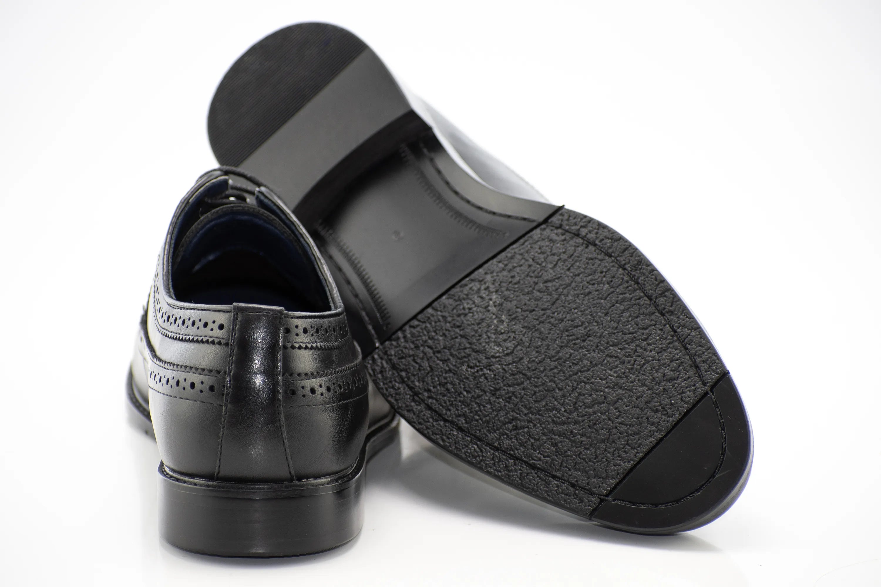 Black Wingtip Lace-Up Derby Dress Shoes