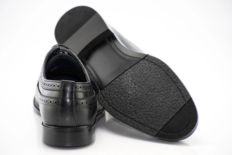 Black Wingtip Lace-Up Derby Dress Shoes