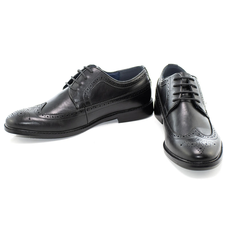 Black Wingtip Lace-Up Derby Dress Shoes
