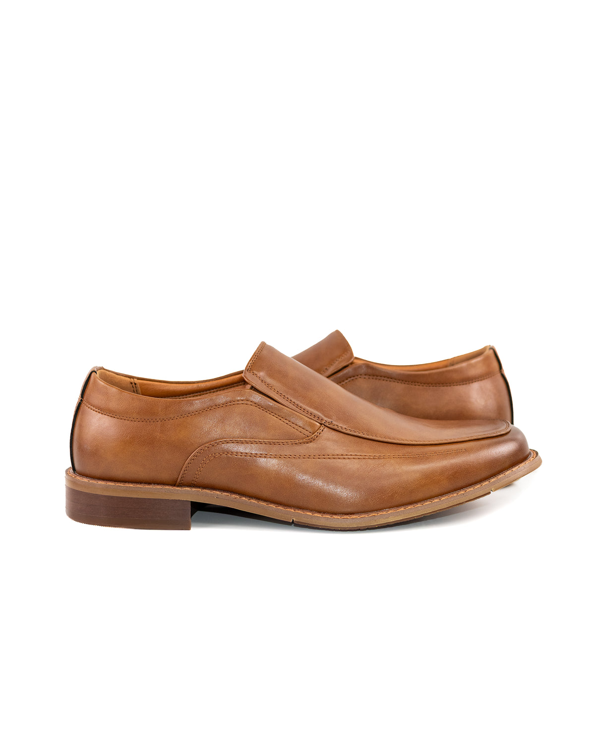 Dark Cognac Square-Toes Dress Loafer Shoes | Outside View | Dolce Vesta