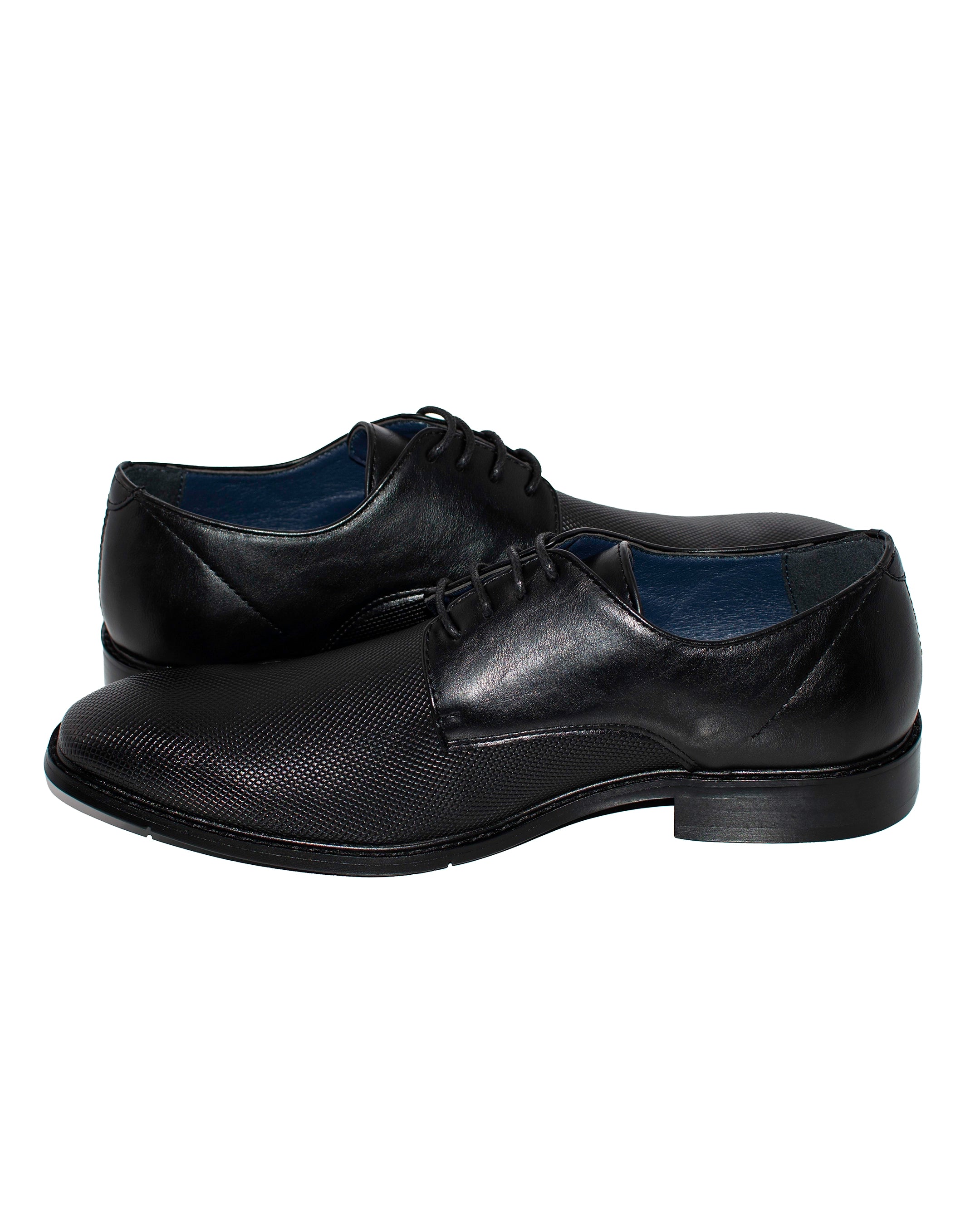 Black Textured Lace-Up Derby Dress Shoe