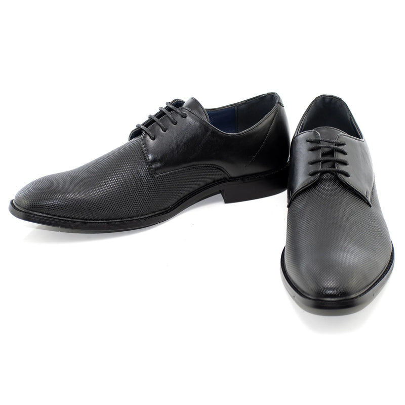 Black Textured Lace-Up Derby Dress Shoe
