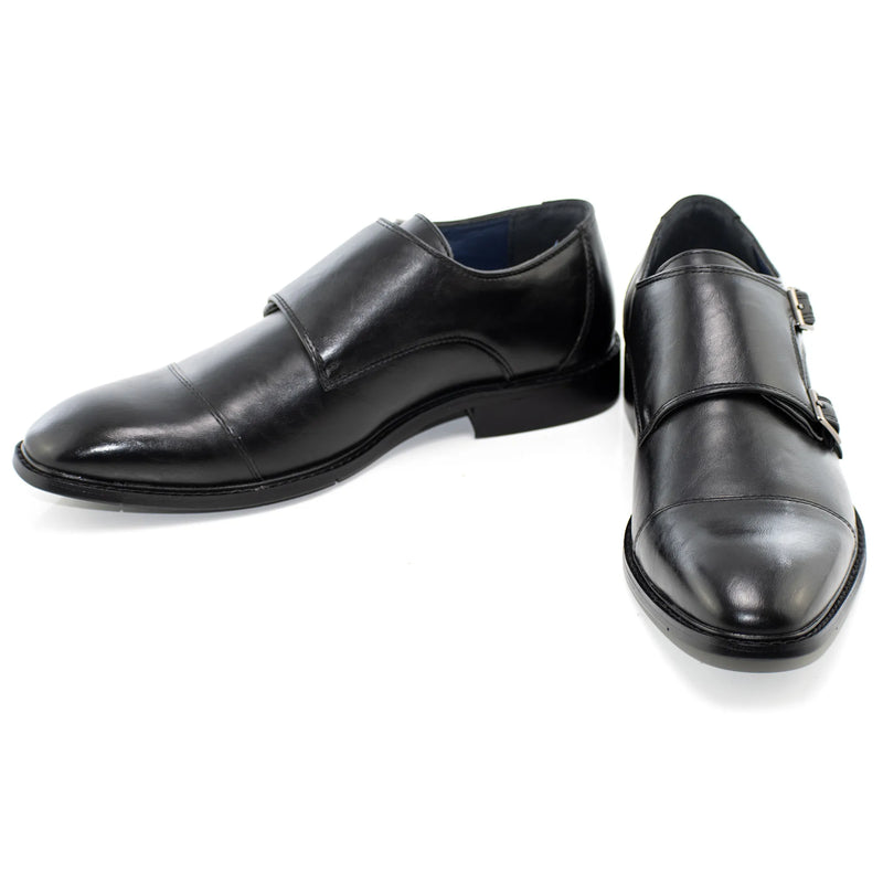 Black Double Monk Strap Dress Shoe