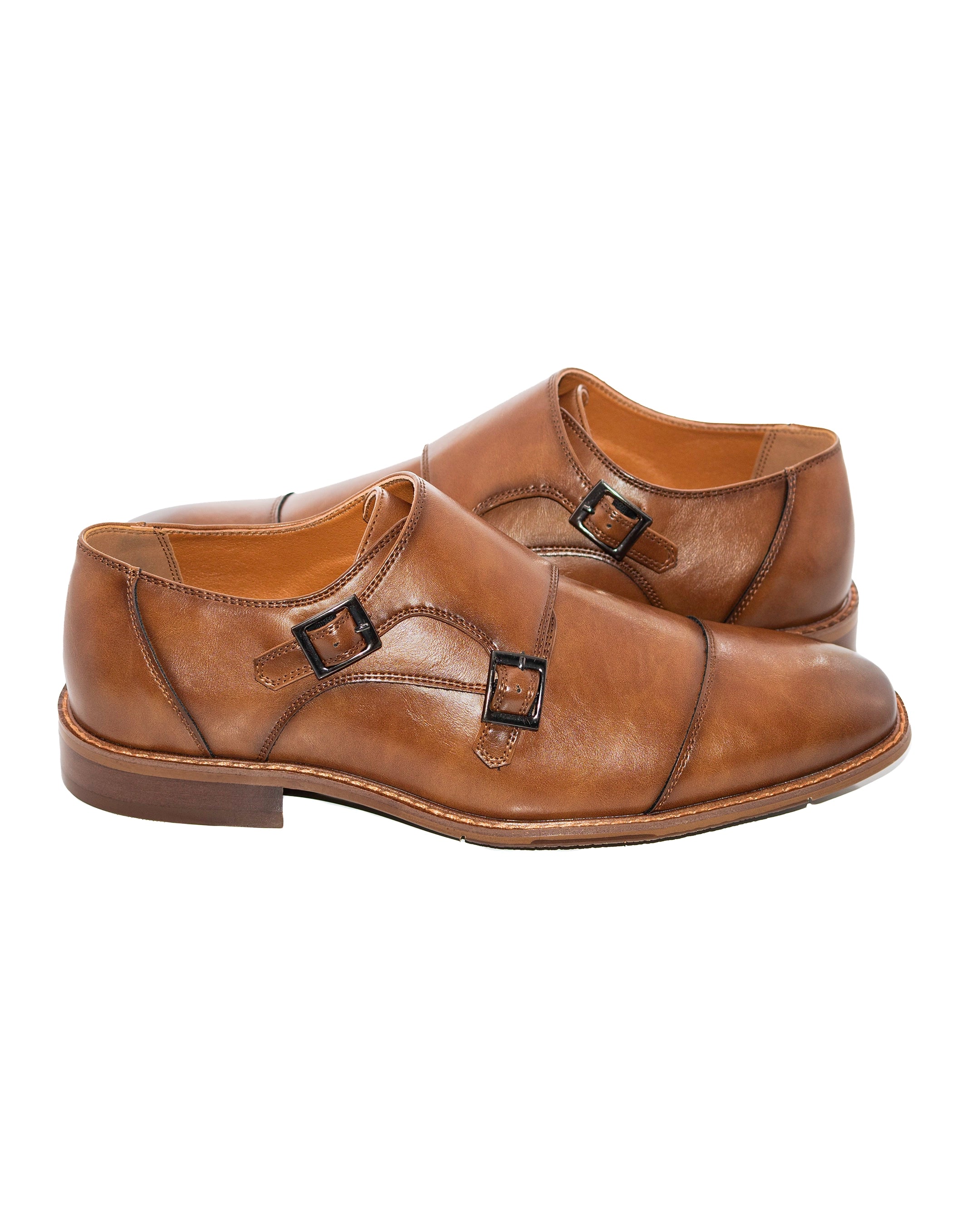 Dark Cognac Double Monk Strap Dress Shoe