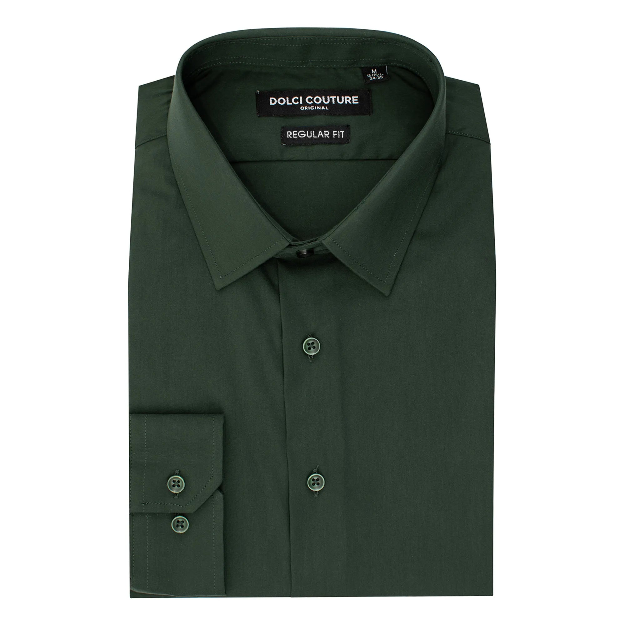 Hunter Green Stretch Regular-Fit Dress Shirt