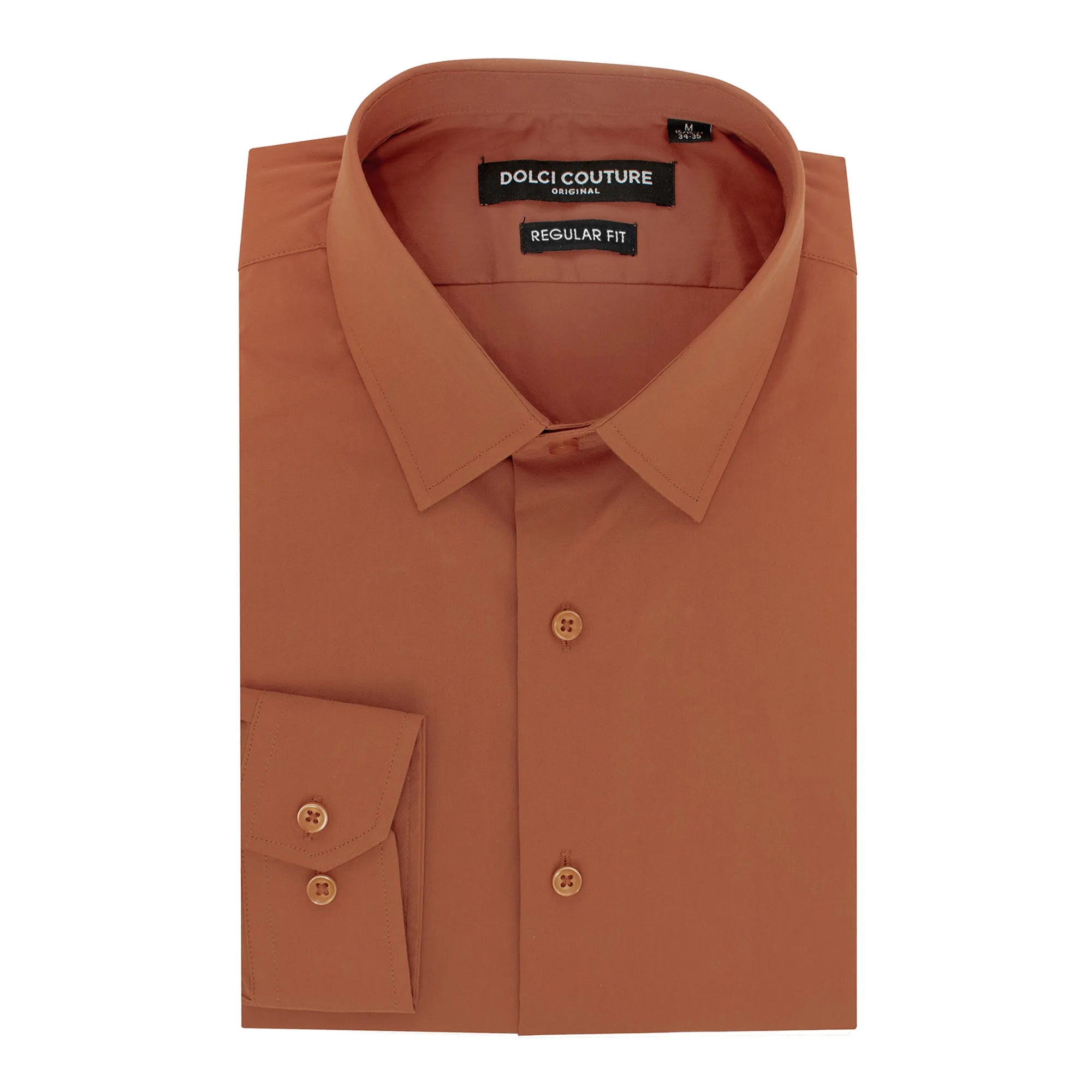 Rust Stretch Regular-Fit Dress Shirt