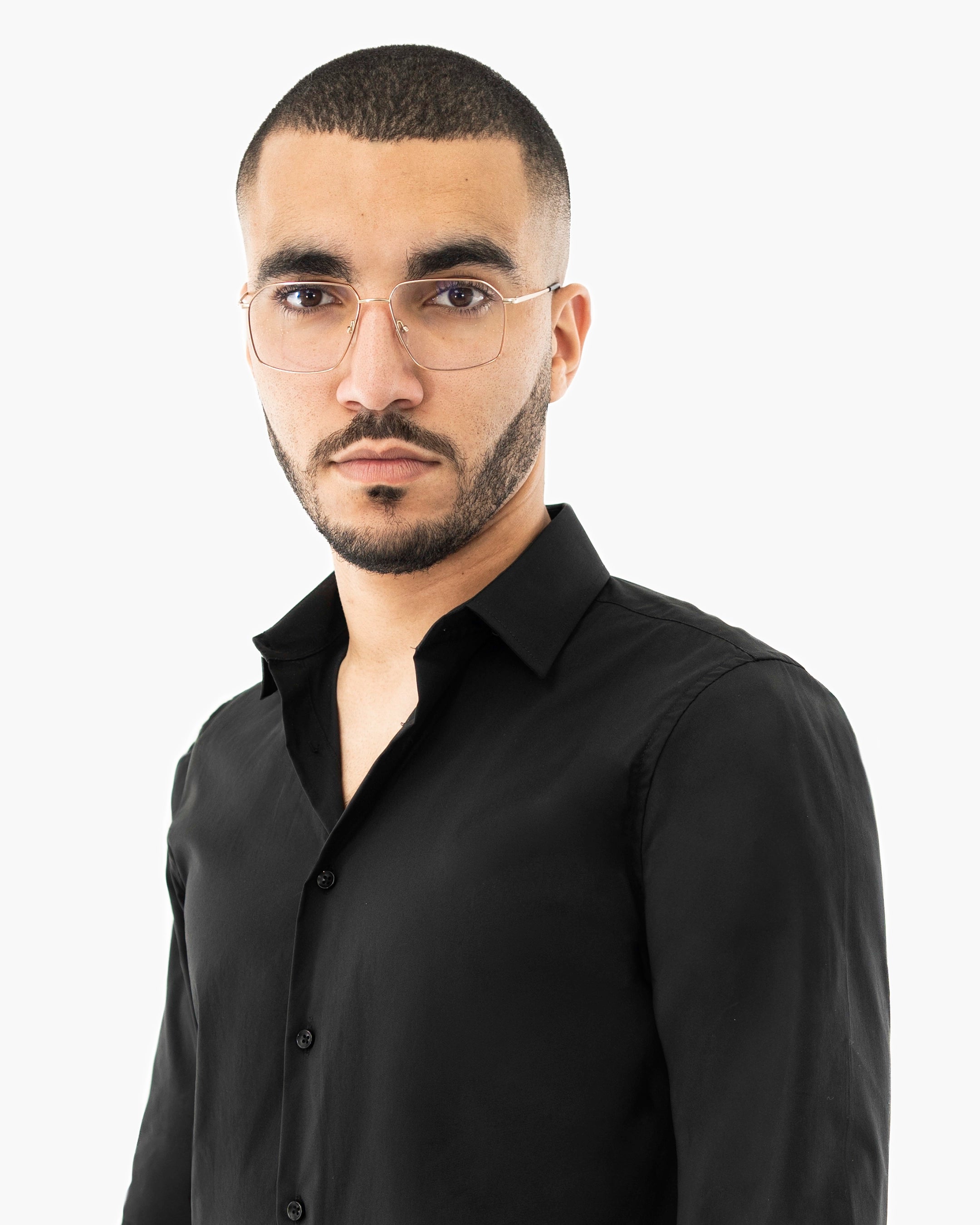 Black Stretch Slim-Fit Dress Shirt