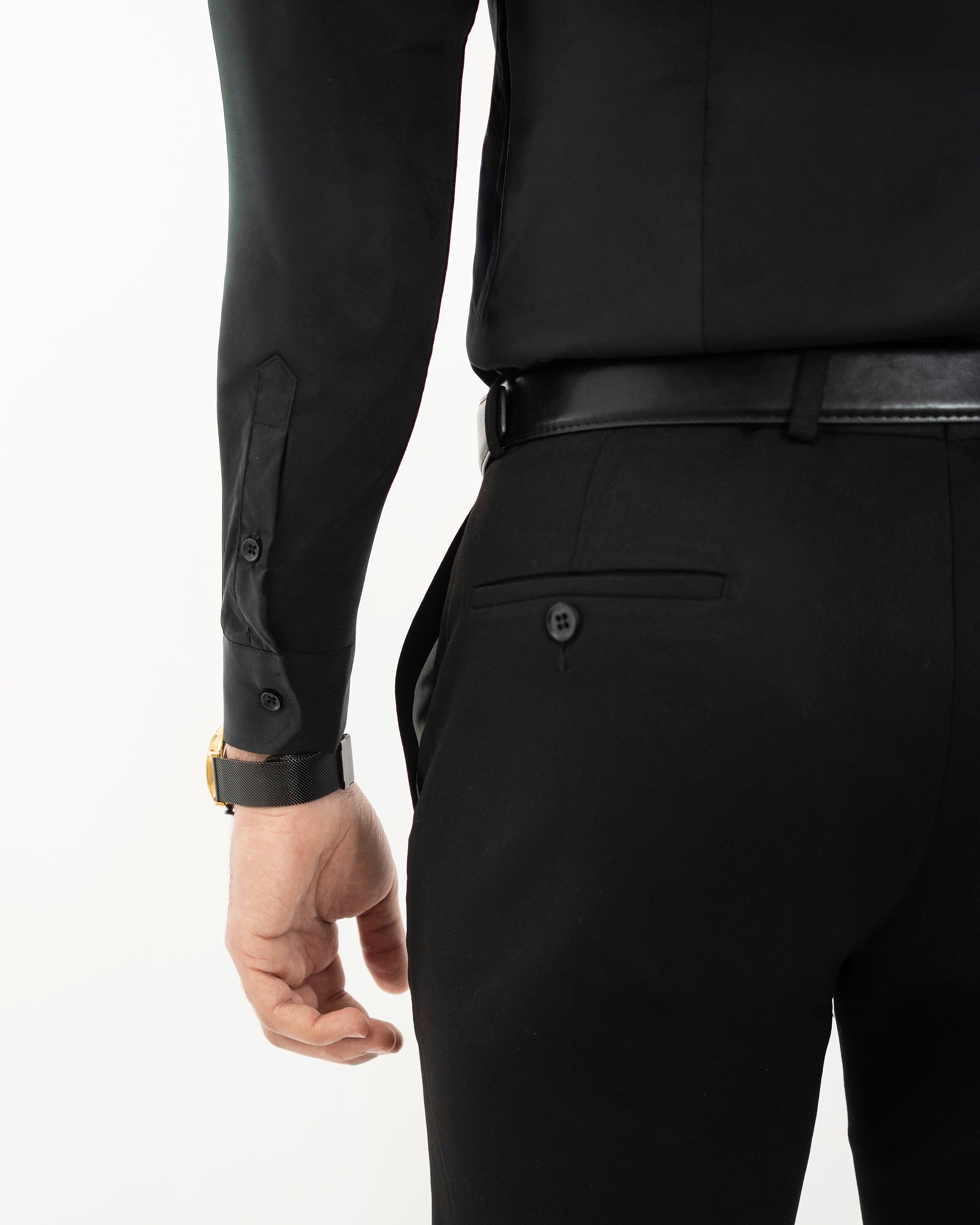 Black Stretch Slim-Fit Dress Shirt