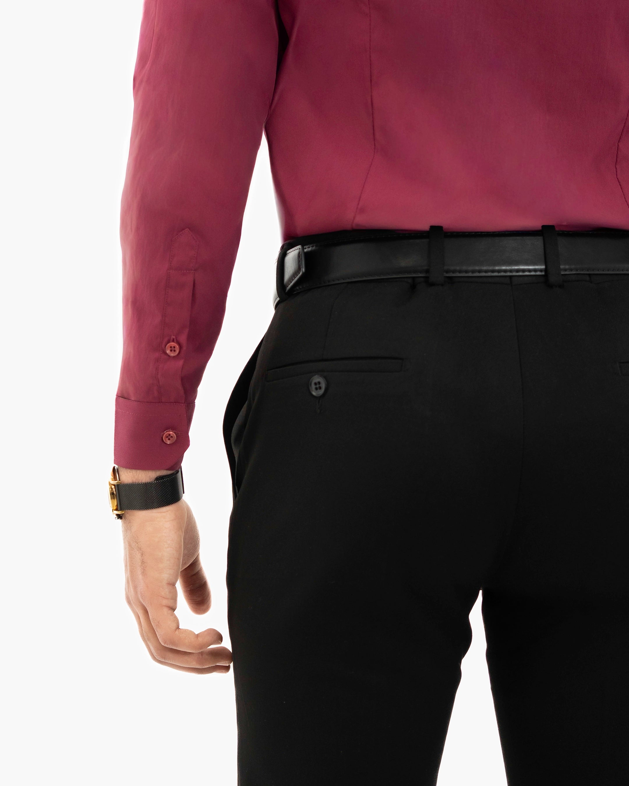 Burgundy Stretch Slim-Fit Dress Shirt