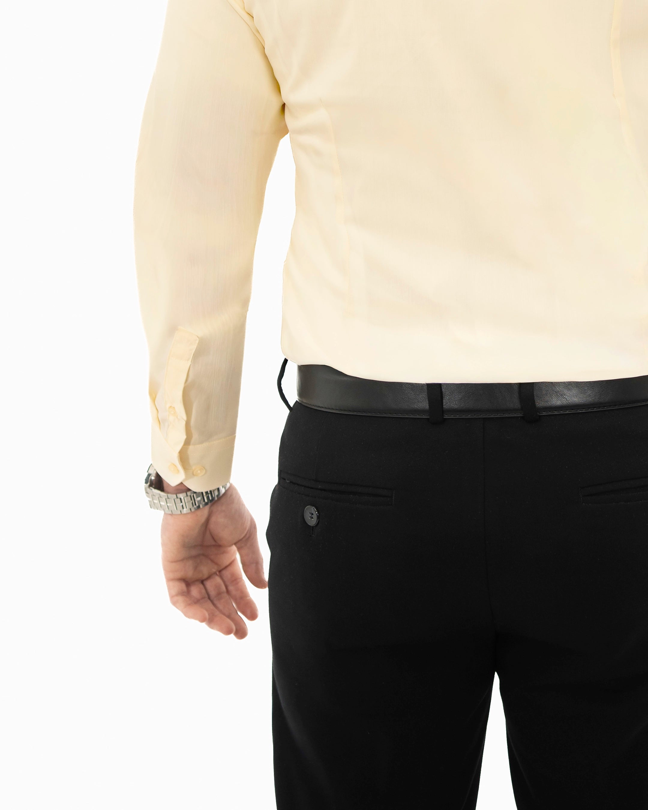 Cream Stretch Slim-Fit Dress Shirt | Sleeve | Dolce Vesta