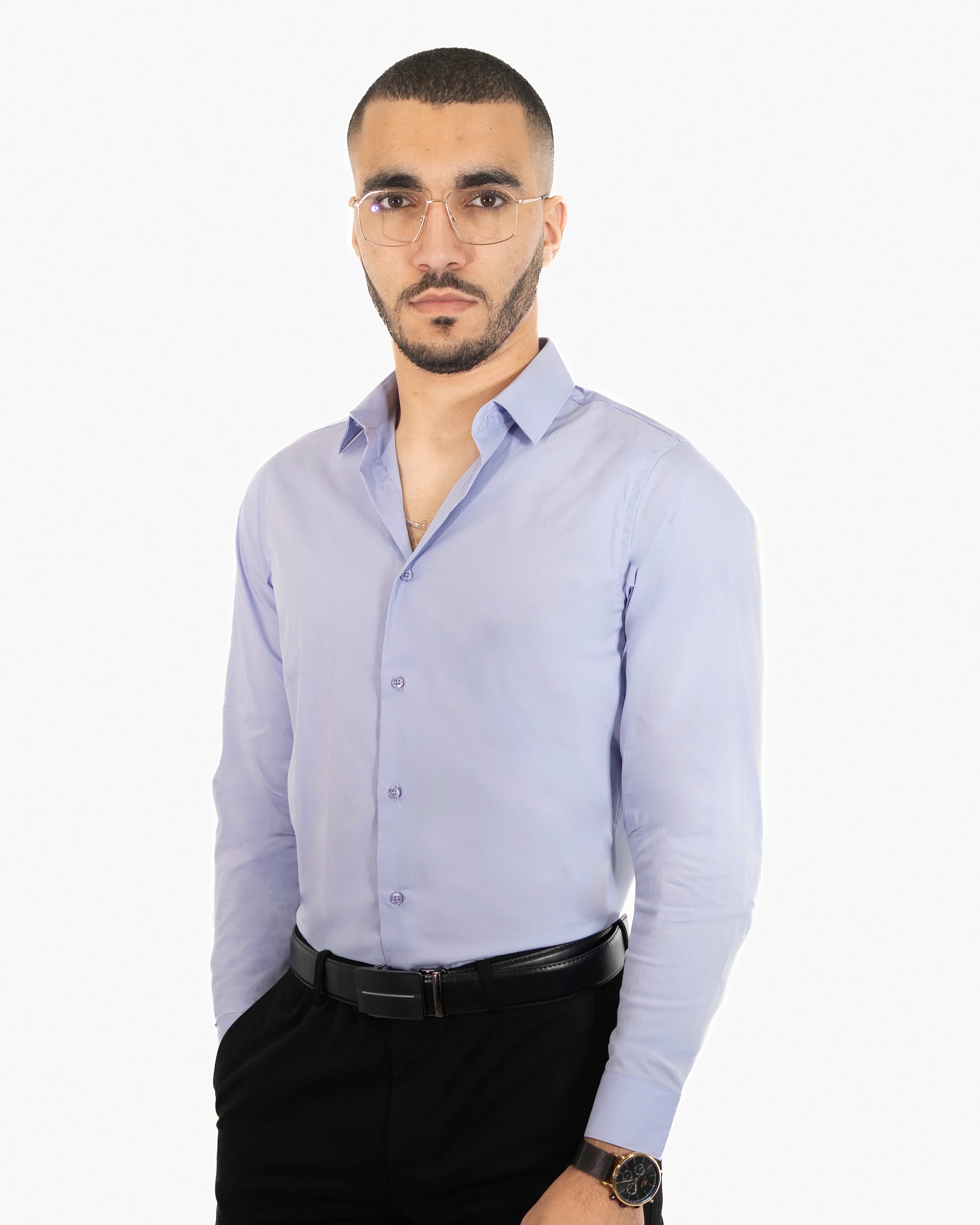 Lavender Stretch Slim-Fit Dress Shirt