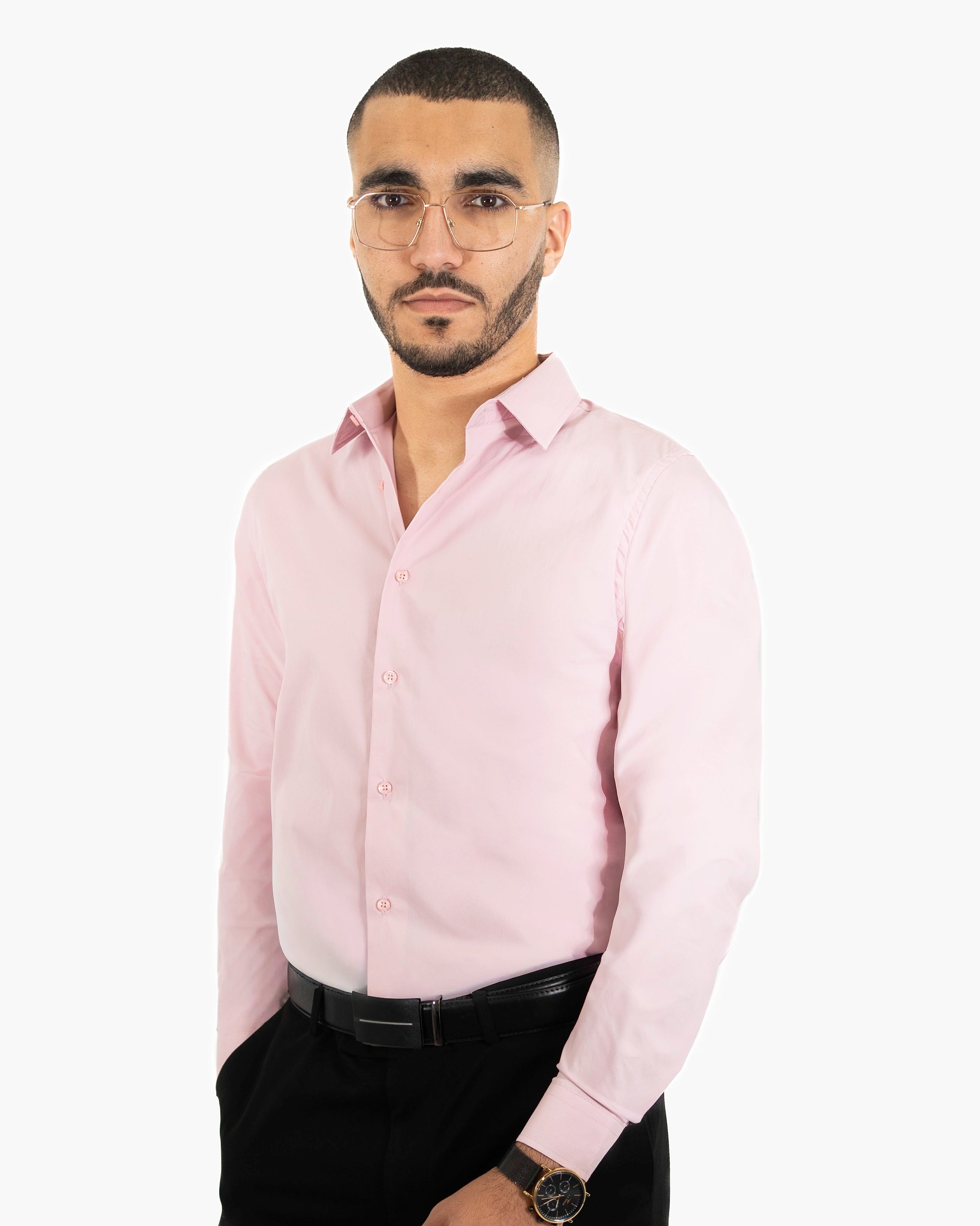 Light Pink Stretch Slim-Fit Dress Shirt