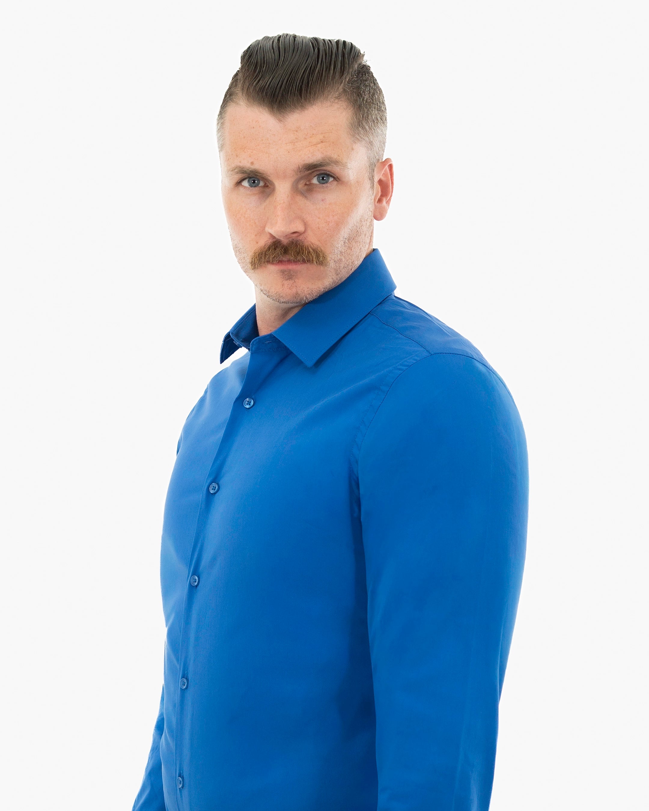 Royal Blue Stretch Slim-Fit Dress Shirt | Collar | Dolce Vesta