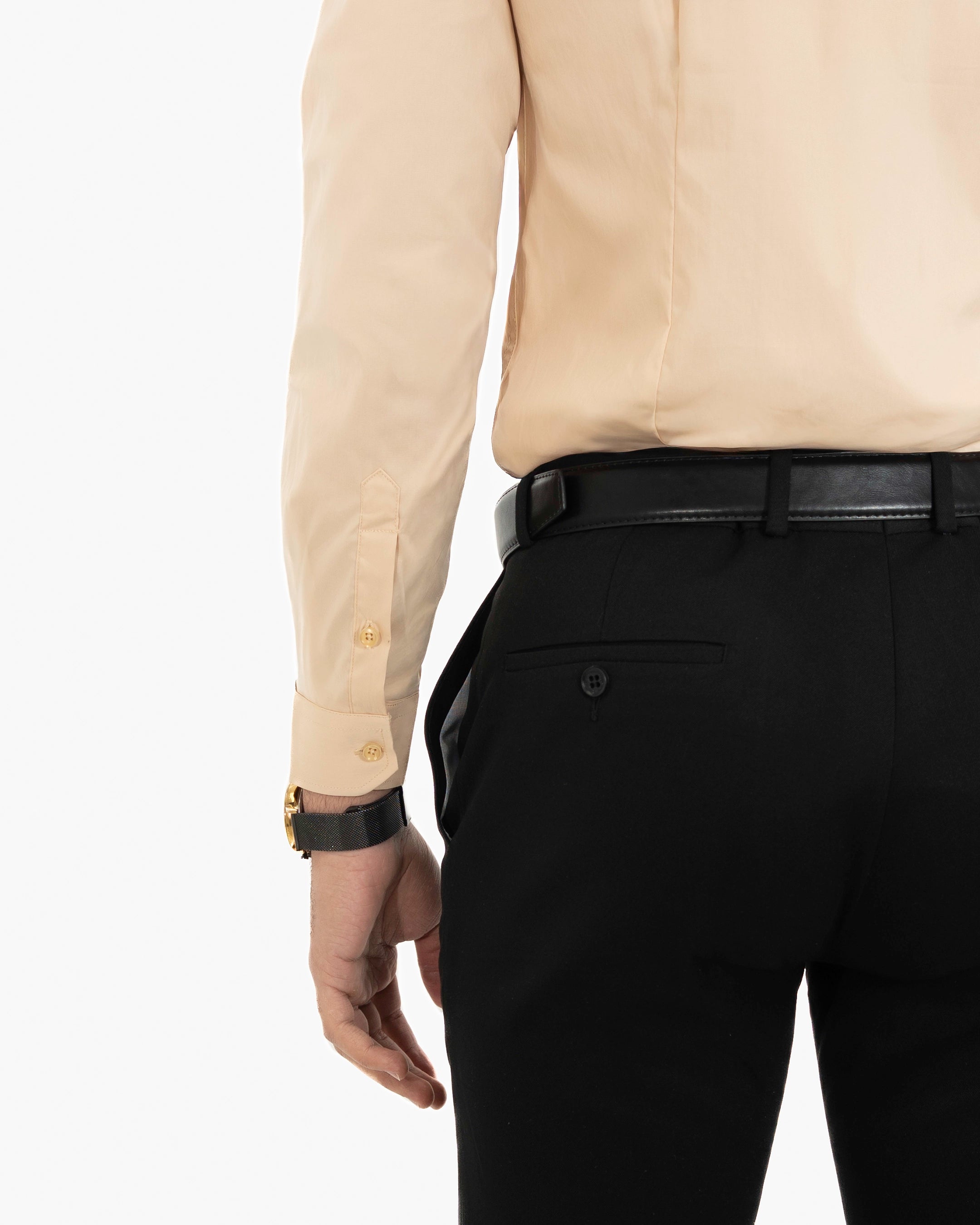 Nude/Tan Stretch Slim-Fit Dress Shirt