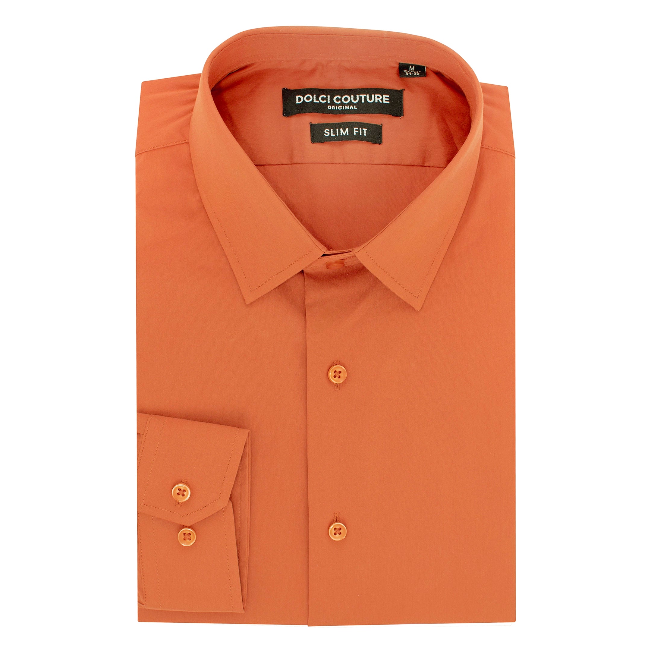 Rust Stretch Slim-Fit Dress Shirt