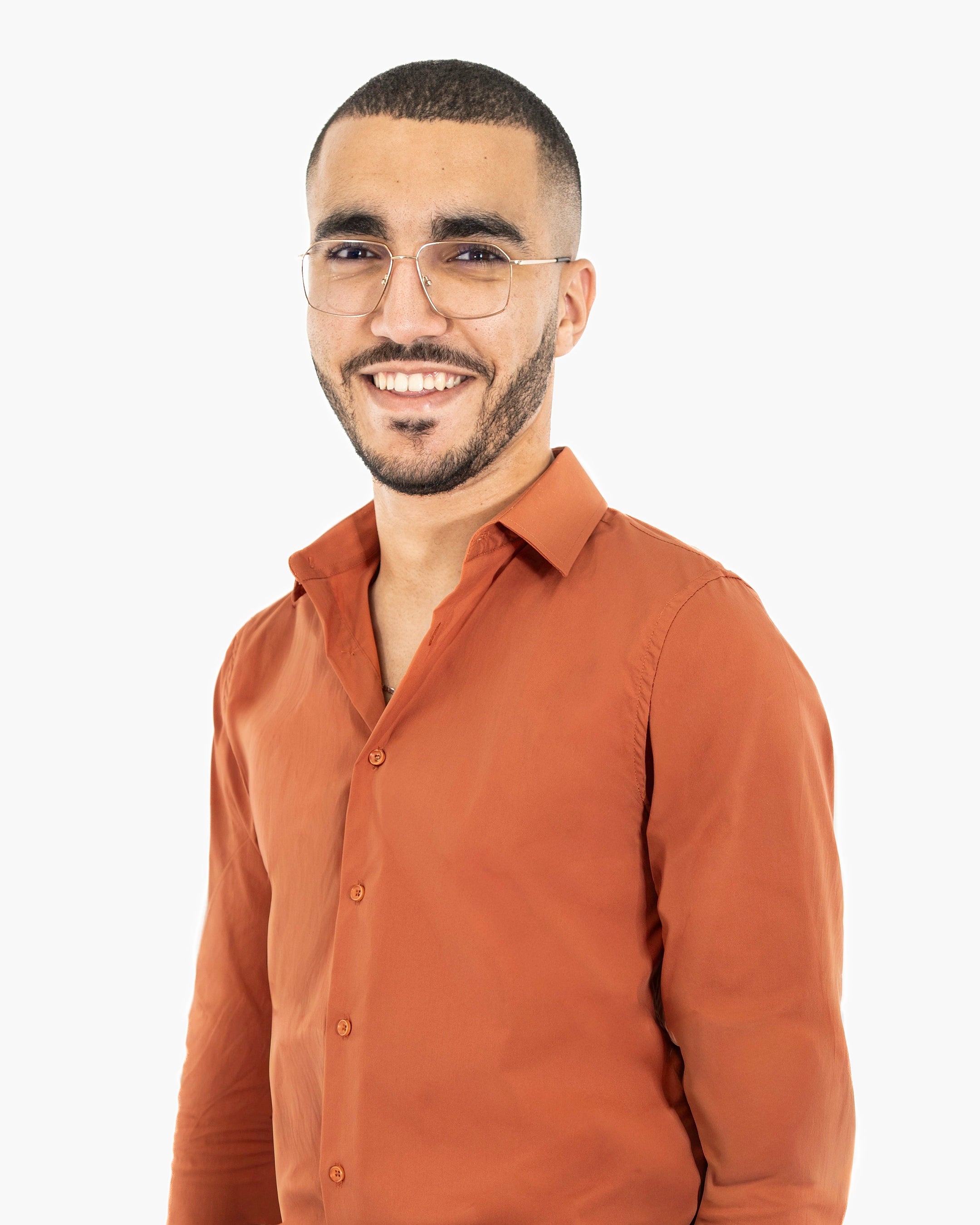 Rust Stretch Slim-Fit Dress Shirt