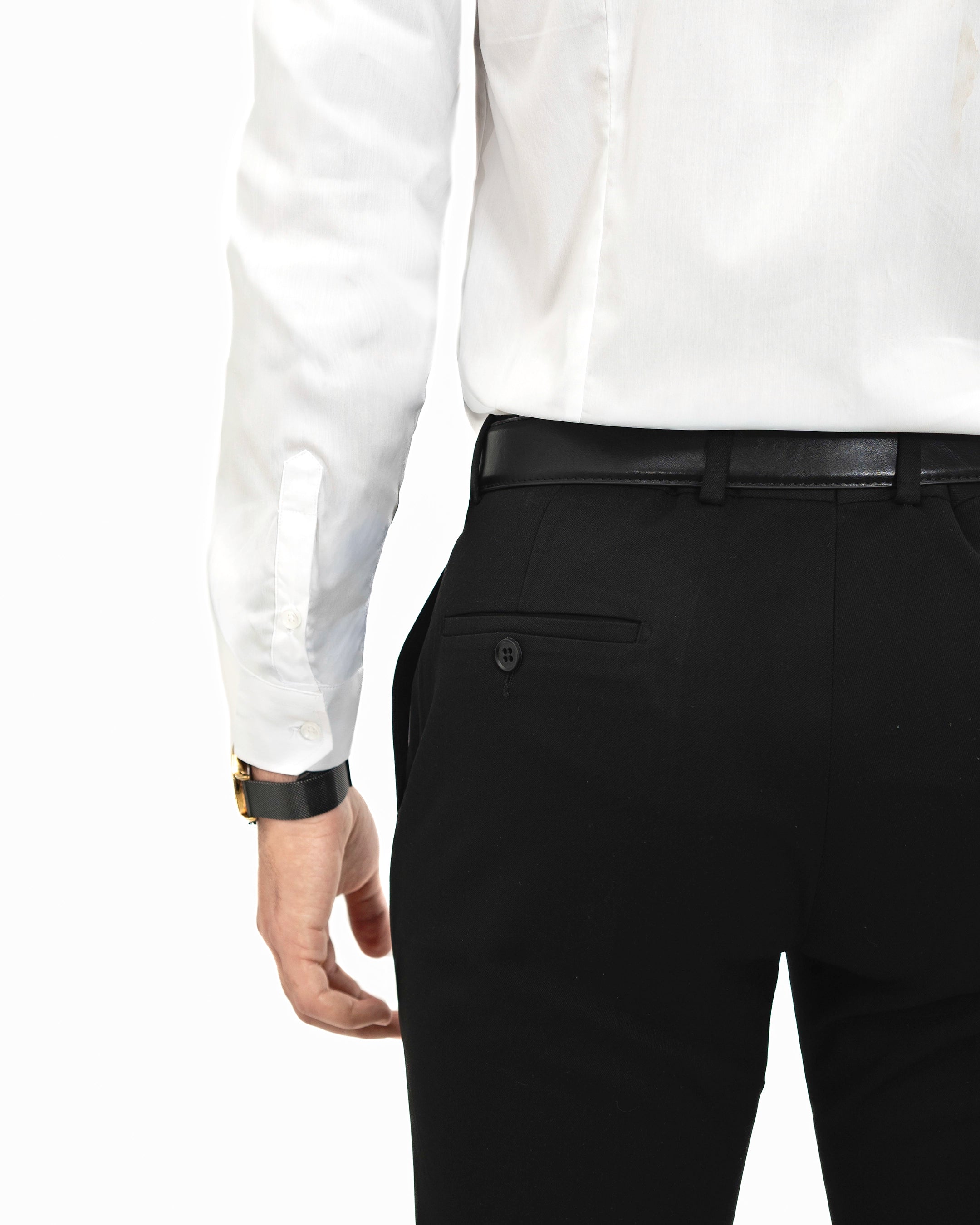 White Stretch Slim-Fit Dress Shirt