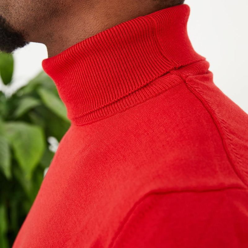 Red Solid Long Sleeve Turtleneck