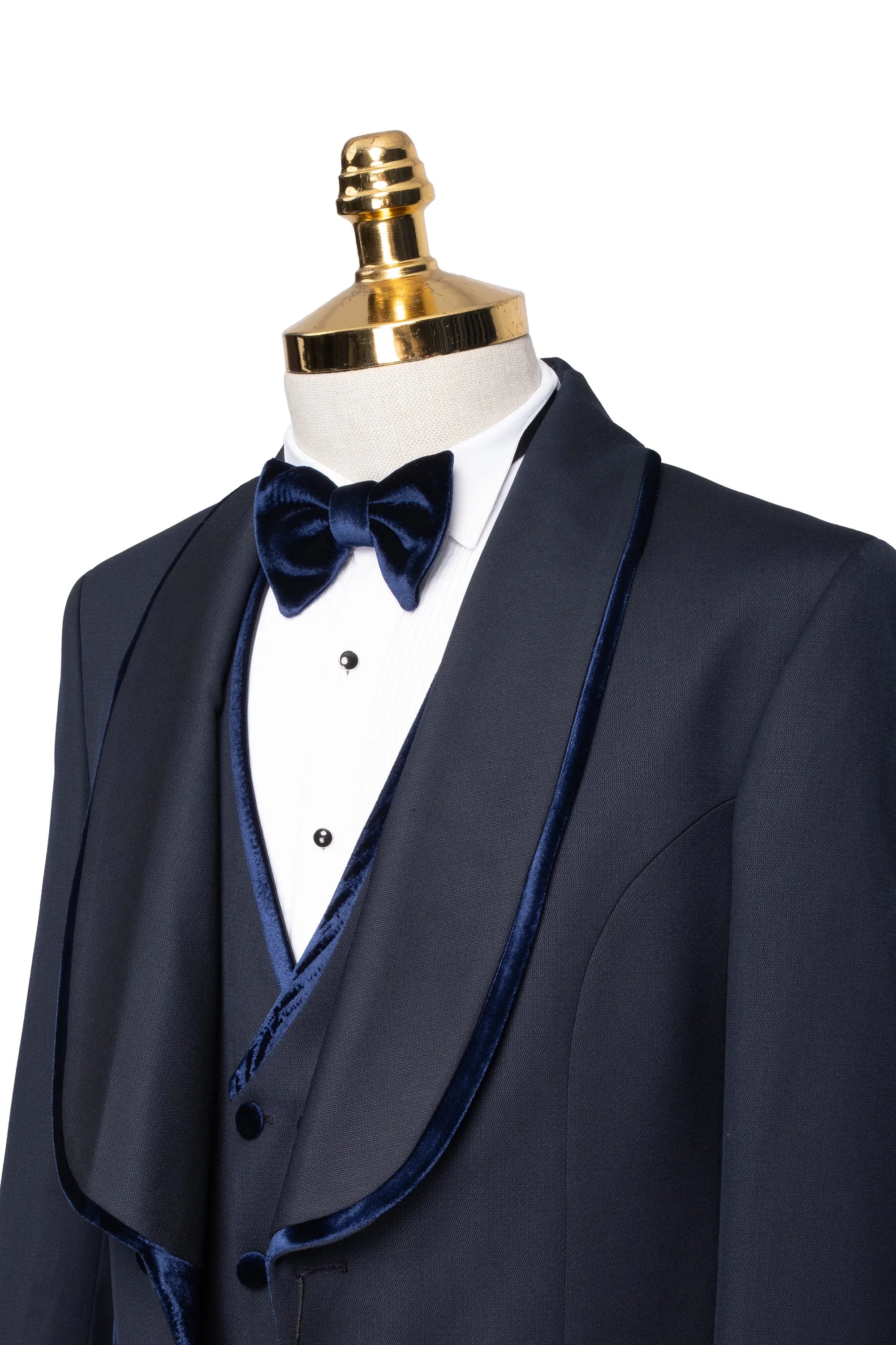 Navy Velvet Trim 3-Piece Tailored-Fit Tuxedo