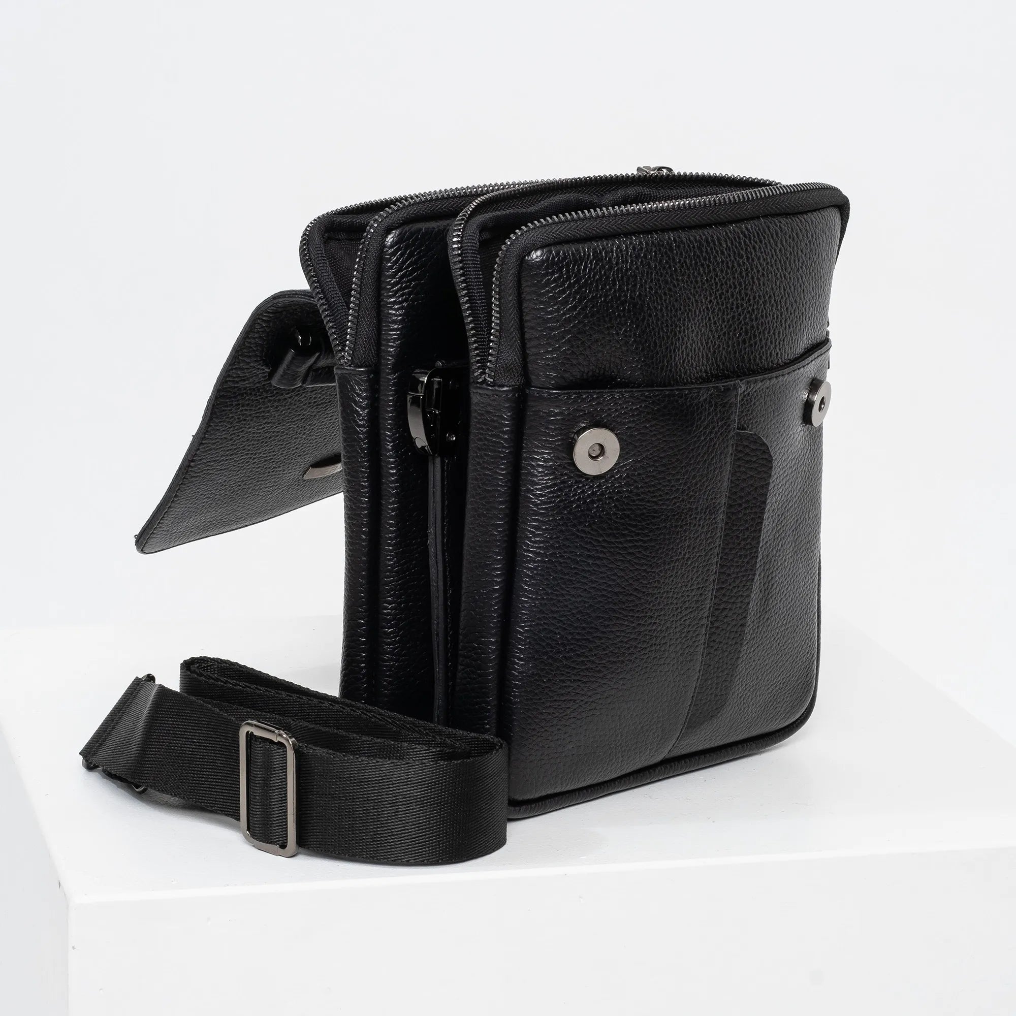 Textured Leather Cross Body Bag