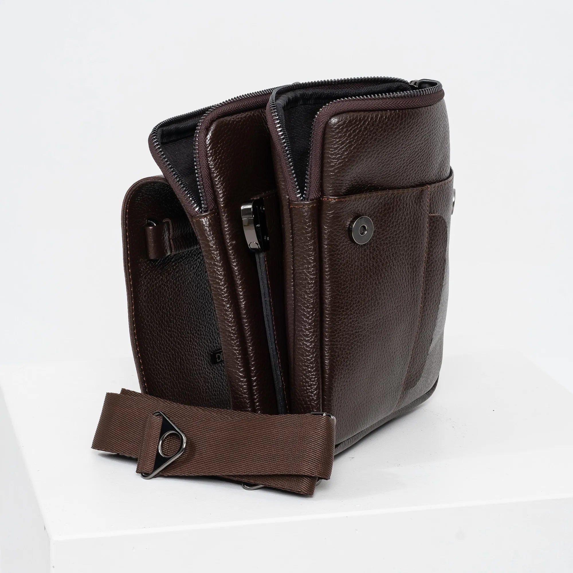 Textured Leather Cross Body Bag