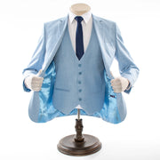 Men's Light Blue Twill Wool Slim-Fit Suit