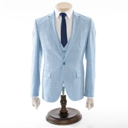 Men's Light Blue Twill Wool Slim-Fit Suit