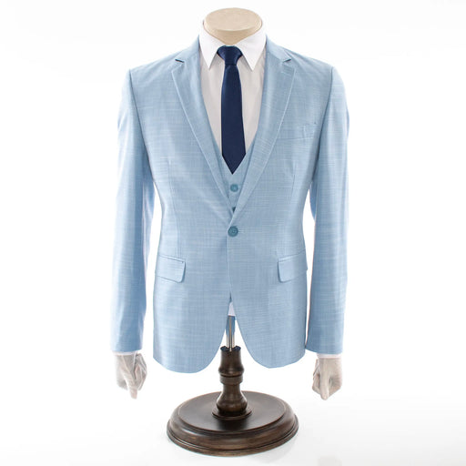 Men's Light Blue Twill Wool Slim-Fit Suit