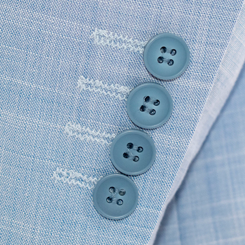 Men's Light Blue Twill Wool Slim-Fit Suit