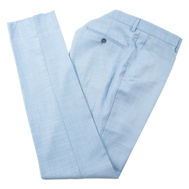 Men's Light Blue Twill Wool Slim-Fit Suit