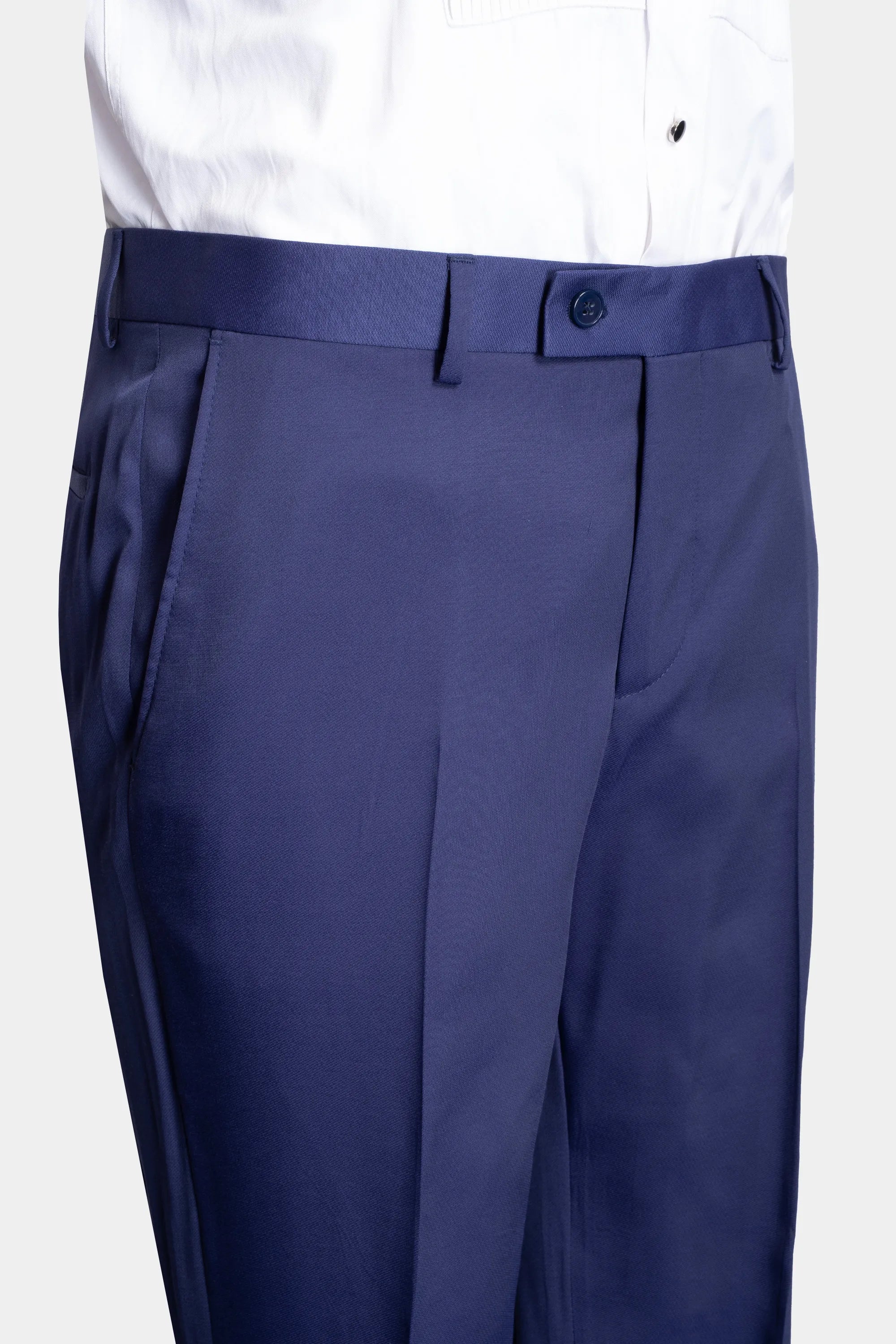 French Blue Satin Shawl 3-Piece Tailored-Fit Tuxedo