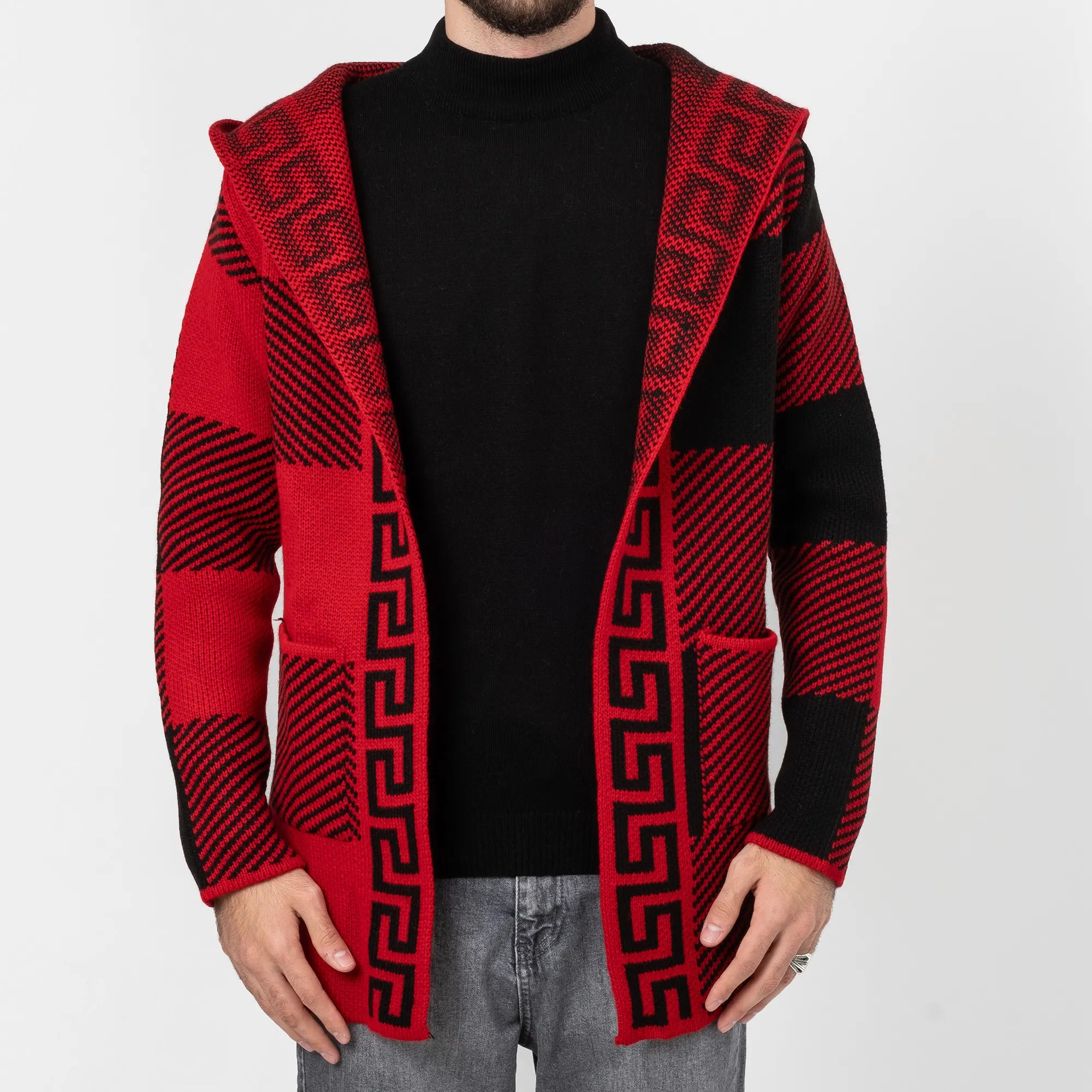 Red Grecian Regular-Fit Cardigan