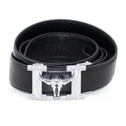 Men's Silver Diamond Bull Longhorn Belt Buckle