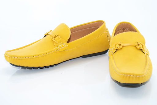 Yellow Ultrasuede Driving Loafer with Matching Snaffle-Bit