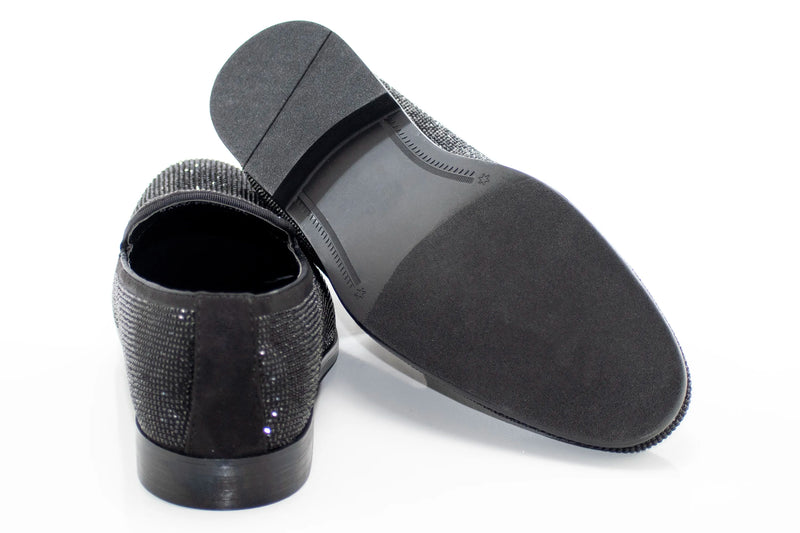 Men's Black Rhinestone Dress Loafer