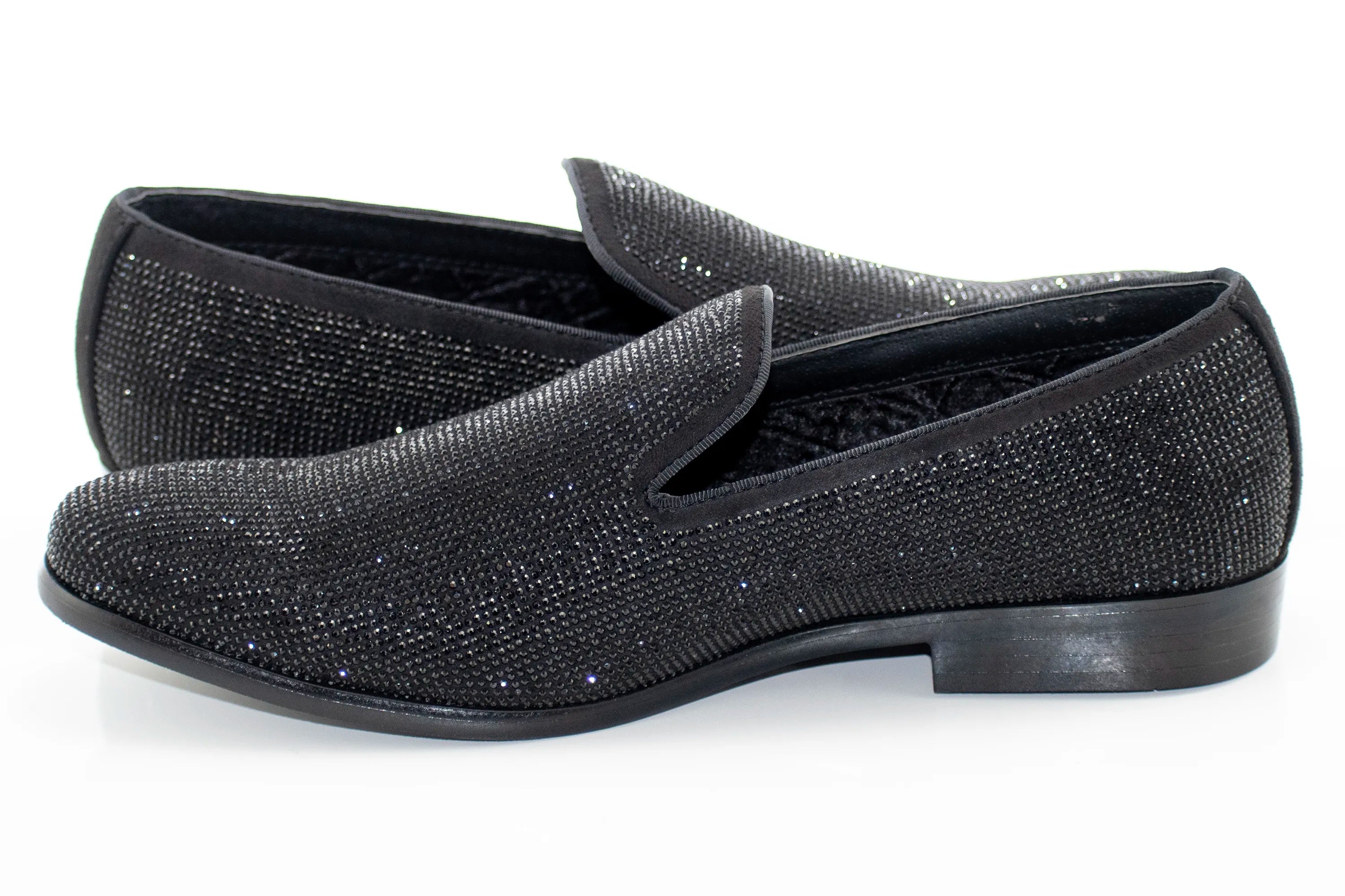 Men's Black Rhinestone Dress Loafer