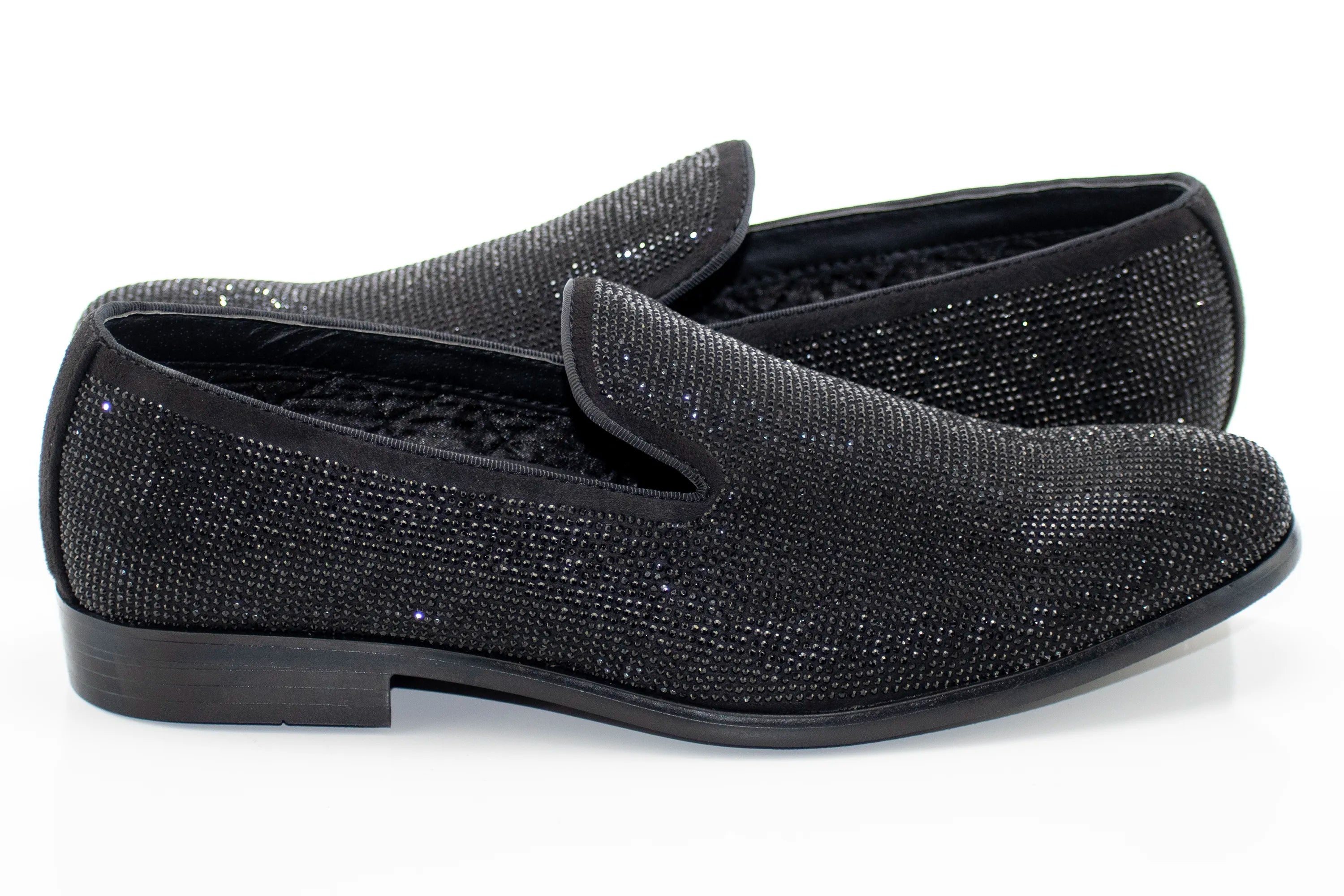 Men's Black Rhinestone Dress Loafer