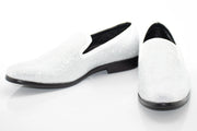 Men's White Rhinestone Dress Loafer