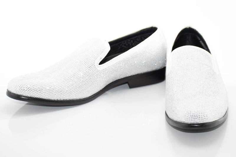 Men's White Rhinestone Dress Loafer