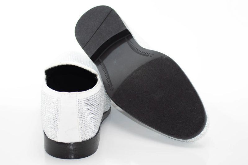 Men's White Rhinestone Dress Loafer