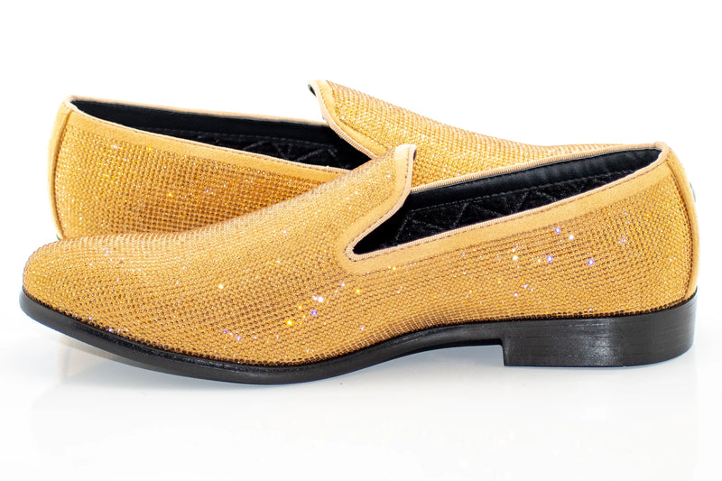 Men's Gold Rhinestone Dress Loafer