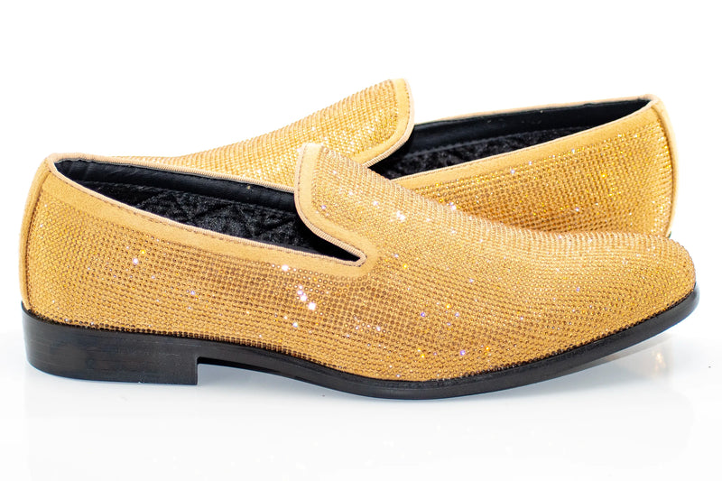 Men's Gold Rhinestone Dress Loafer