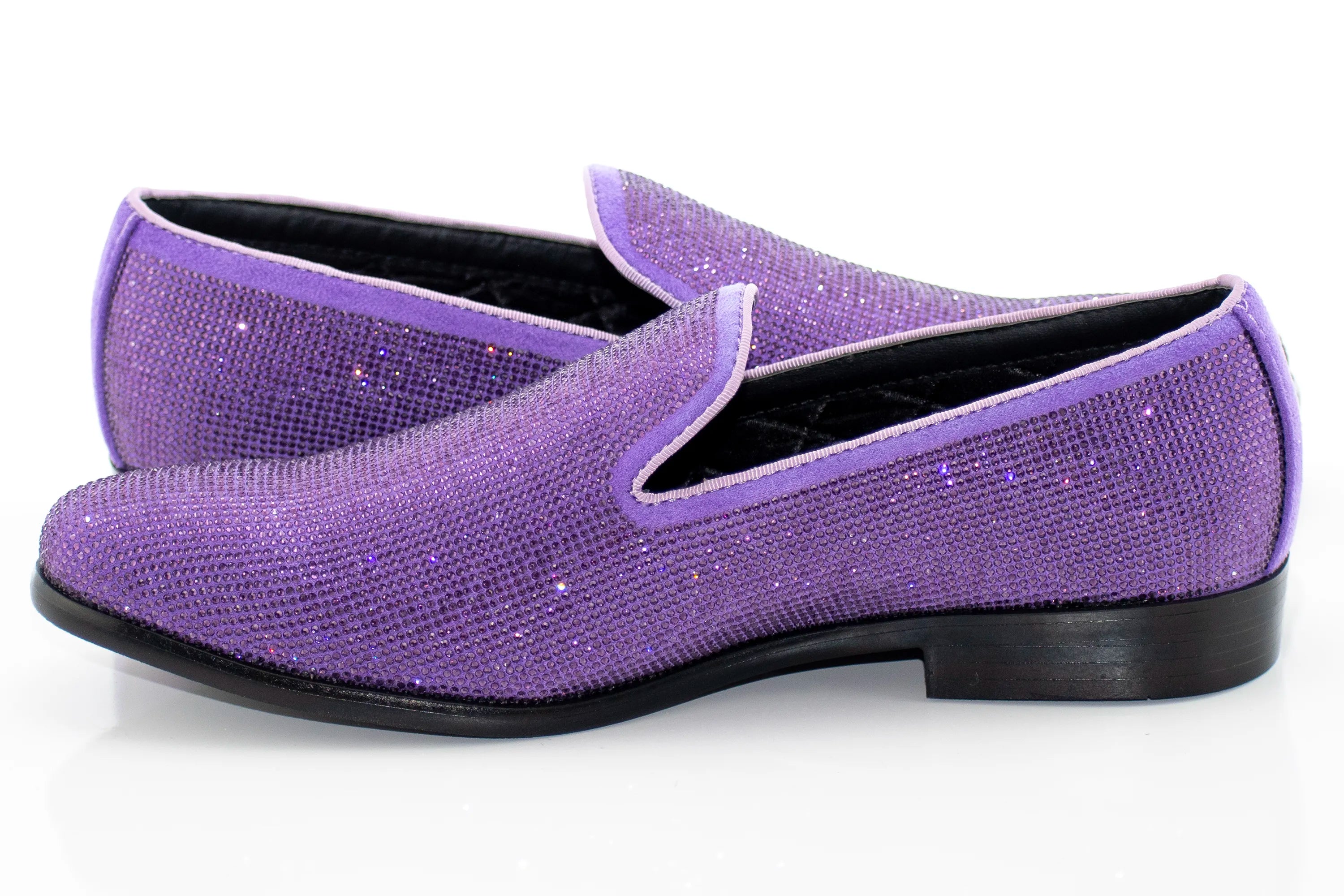 Men's Lavender Purple Sparkling Rhinestone Gem Dress Loafer