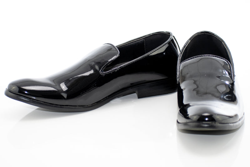 Black Patent Leather Tuxedo Slip-On Smoking Loafer