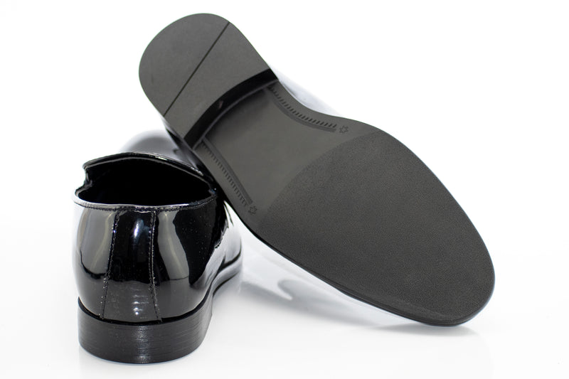 Black Patent Leather Tuxedo Slip-On Smoking Loafer
